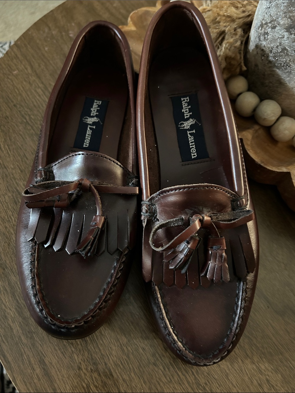 Ralph Lauren Men’s Dark Brown Leather Tassel Kiltie Loafers